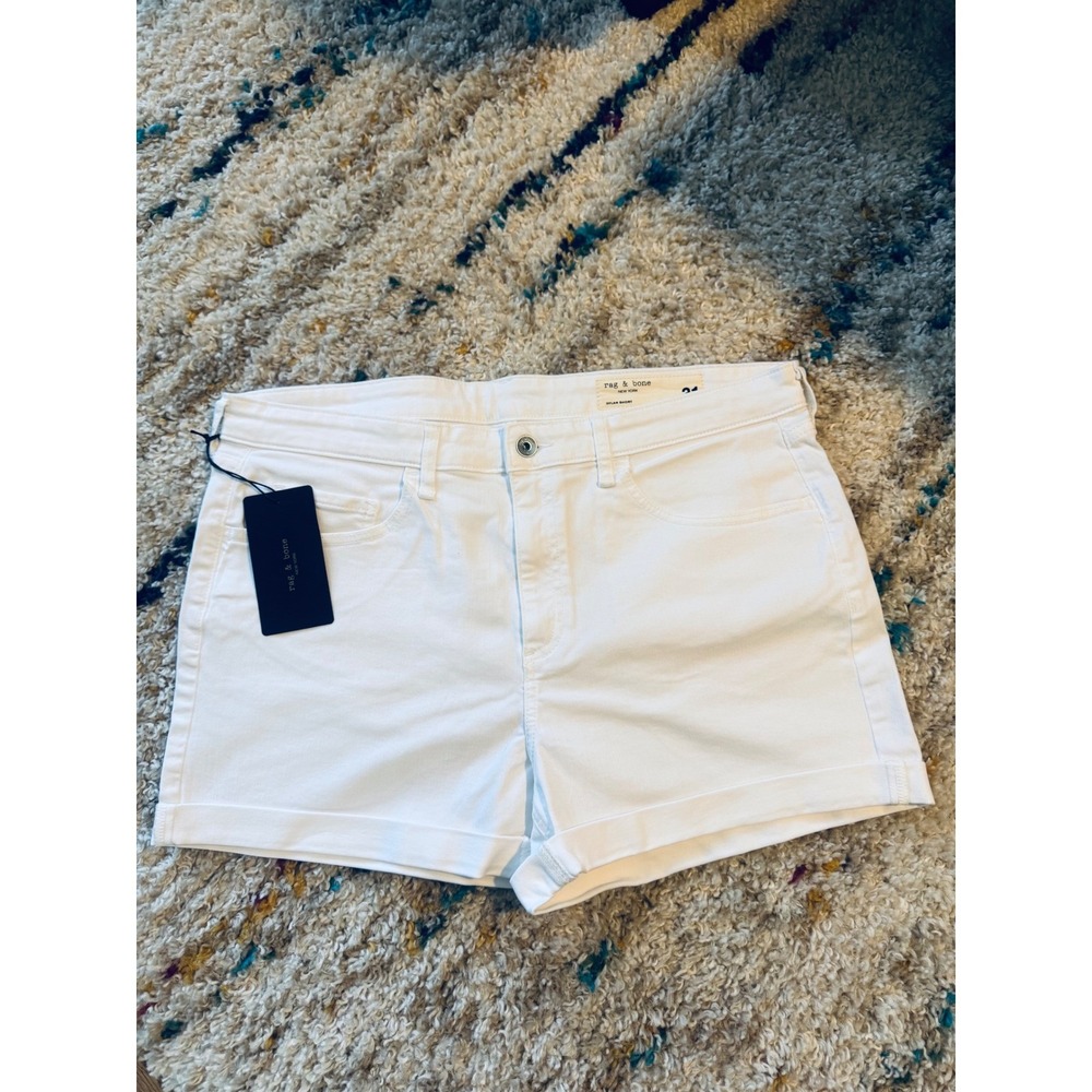 Rag & Bone‎ Dylan Denim Mid Rise Shorts, White, Size 31 Waist (10/12), NWT